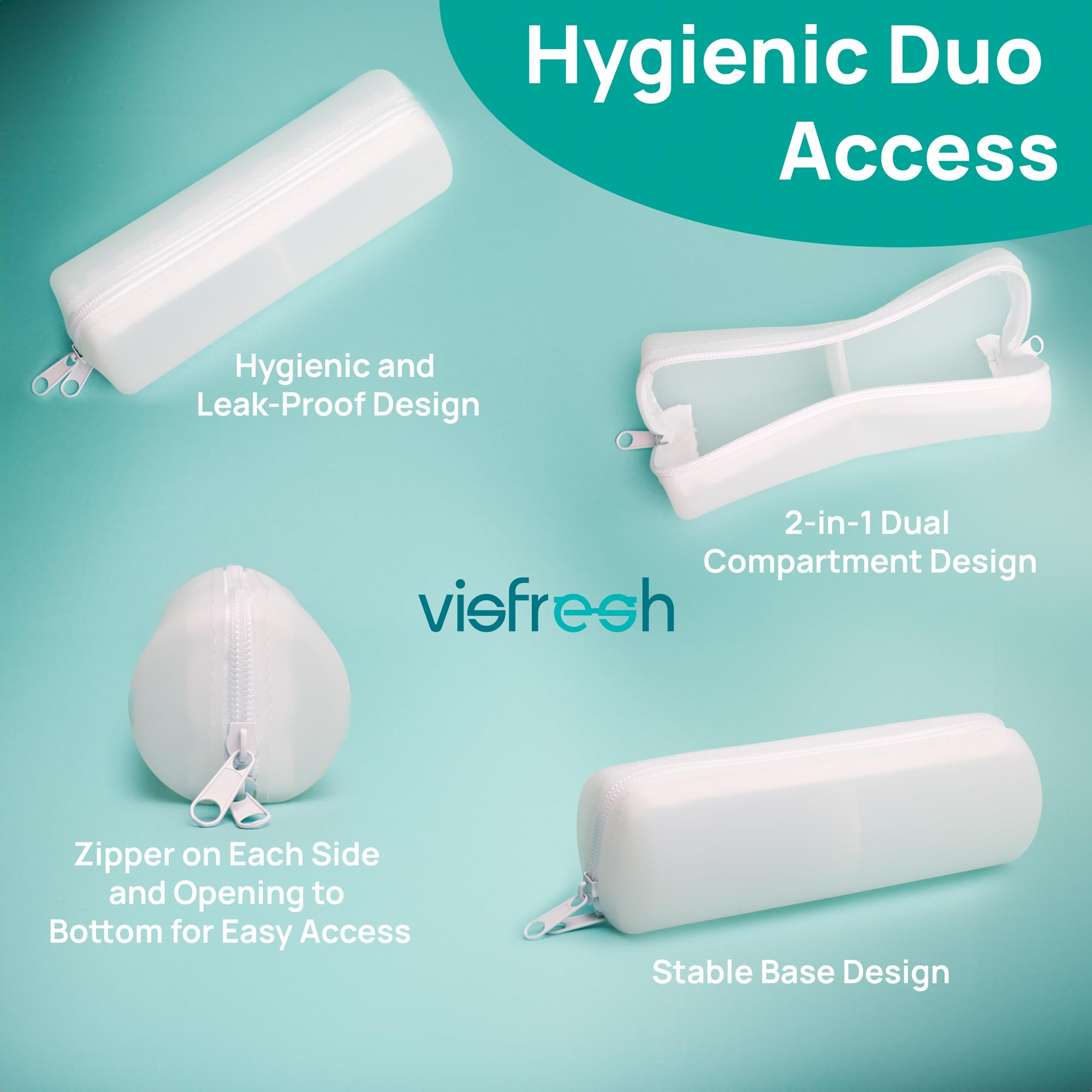 Visfresh dual-zipper secure design offers easy access while keeping contents secure.