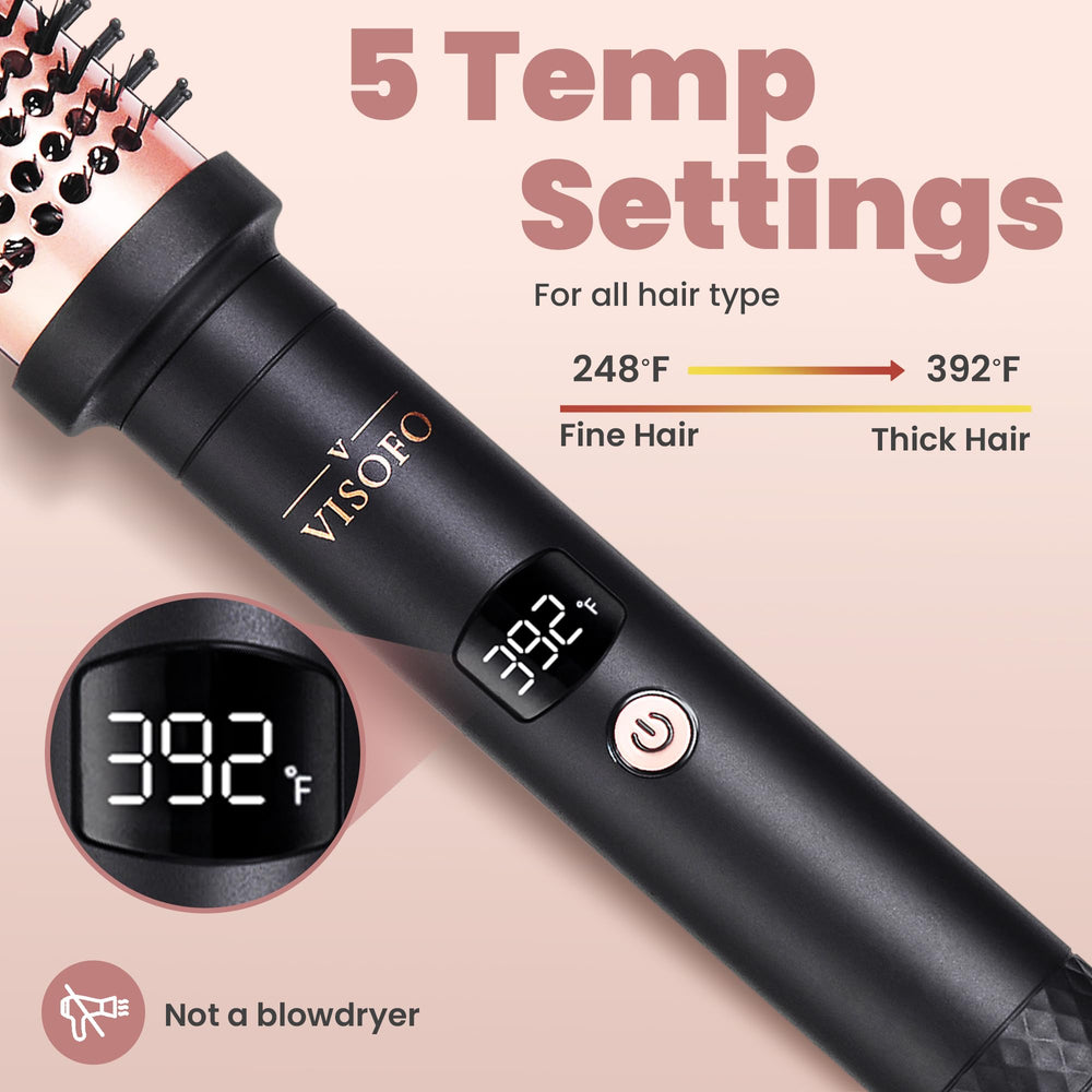 VISOFO Wavy Thermal Brush Pro ceramic tourmaline barrel for consistent heat and waves