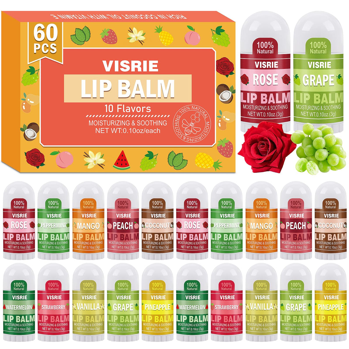 VISRIE mini lip balm Apple pack provides daily moisture for dry lips