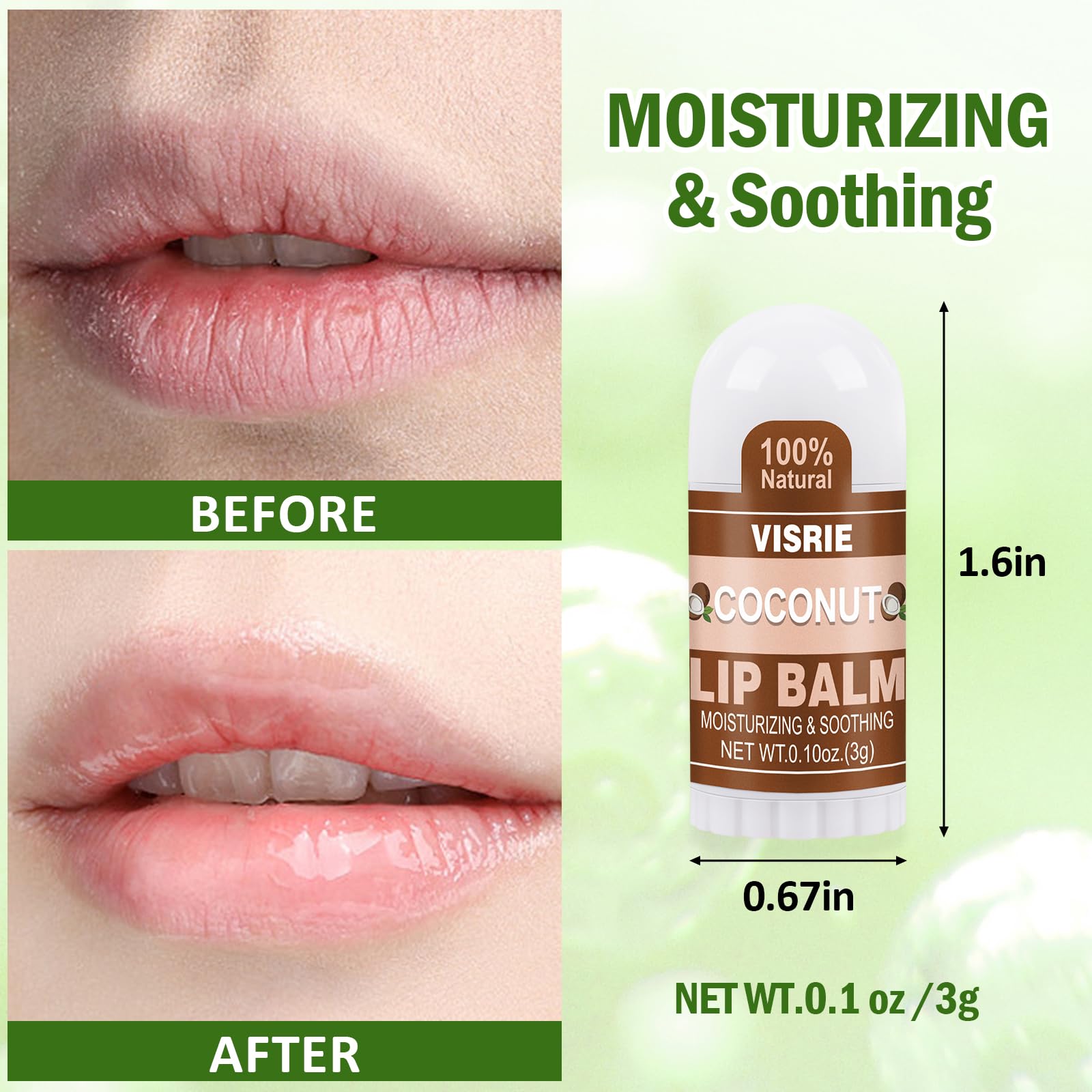 VISRIE mini lip balm Coconut pack nourishes lips with coconut oil at home or travel
