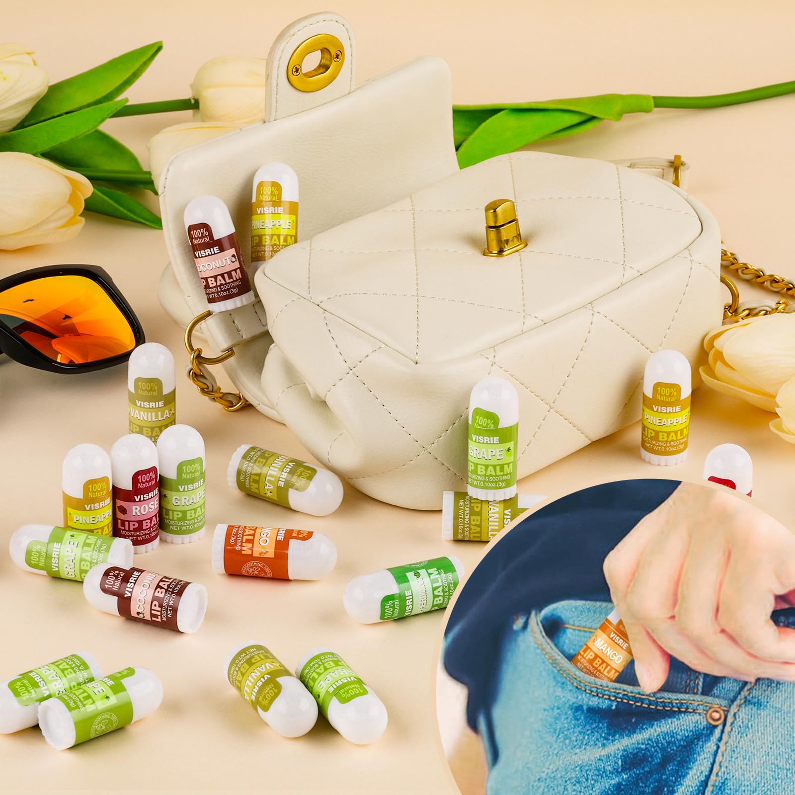 VISRIE mini lip balm Peppermint pack provides refreshing tingle and moisturizes
