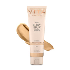 Vita Liberata Body Blur light bottle close-up showing quick-dry glow