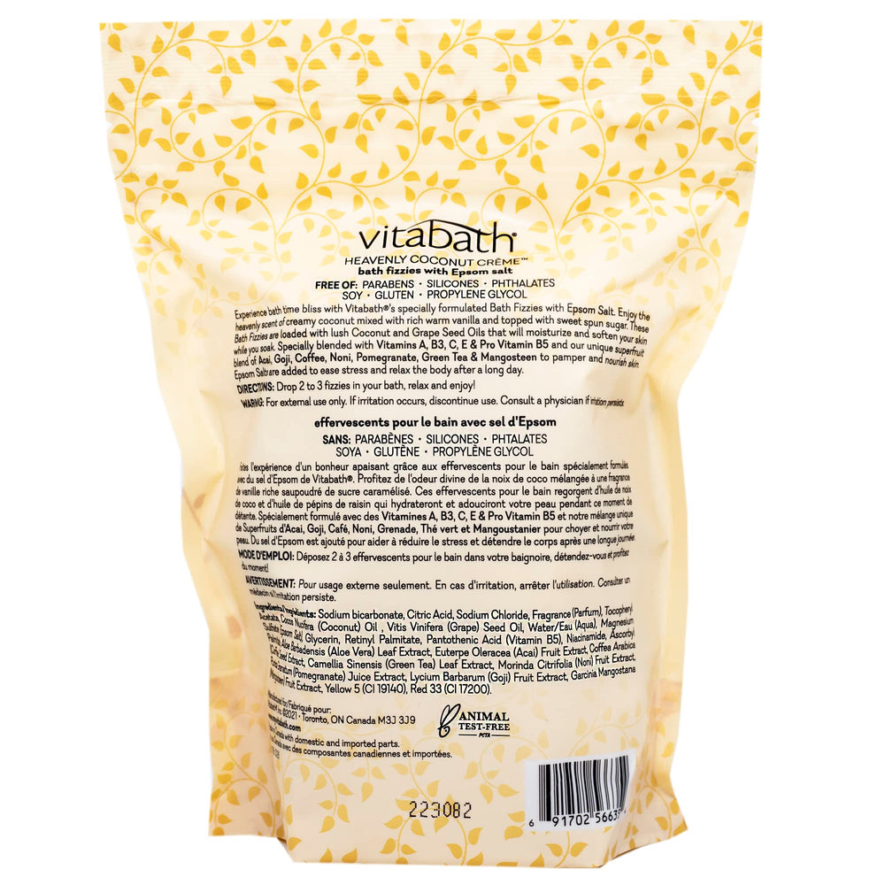 Vitabath Heavenly Coconut Creme Bath Fizzies PETA-certified and cruelty-free fragrance
