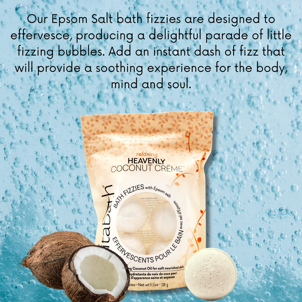 Vitabath Heavenly Coconut Creme Bath Fizzies with vitamins nourishing skin during soak
