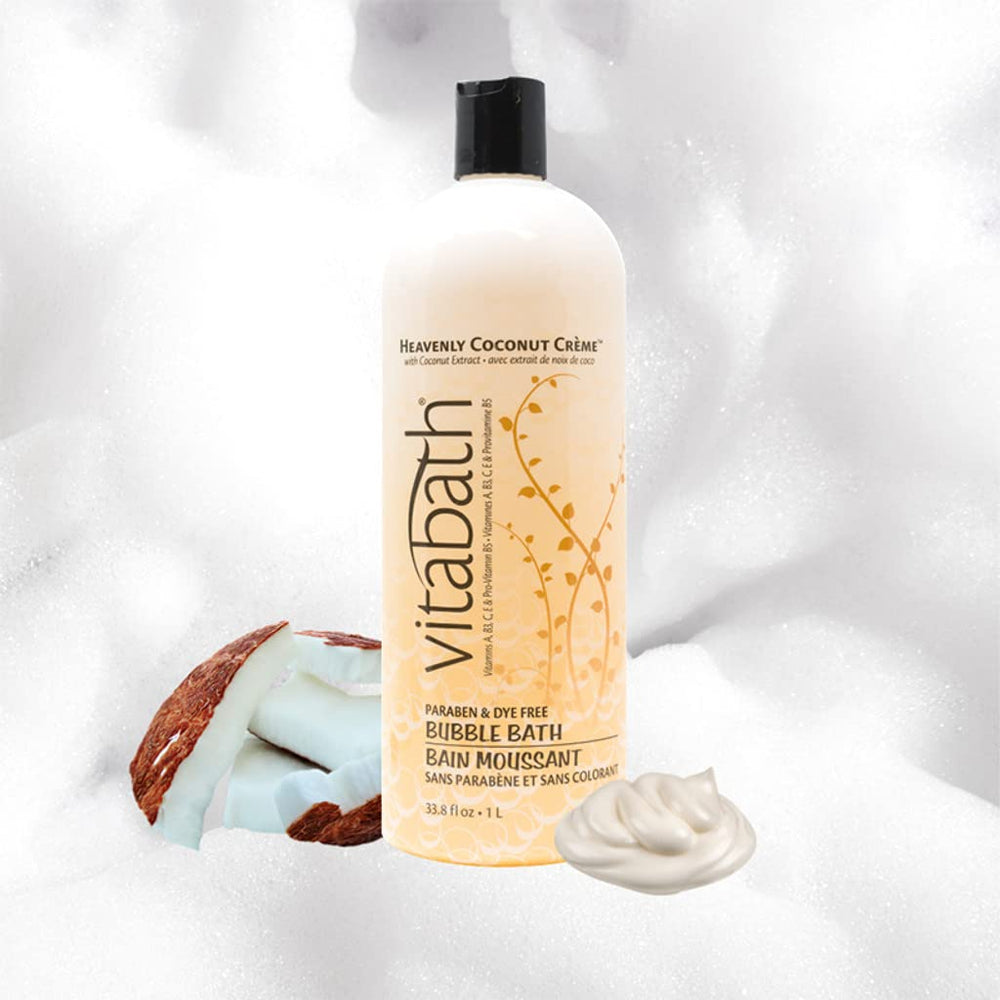 Lather close-up from Vitabath Heavenly Coconut Creme Bubble Bath with abundant bubbles.
