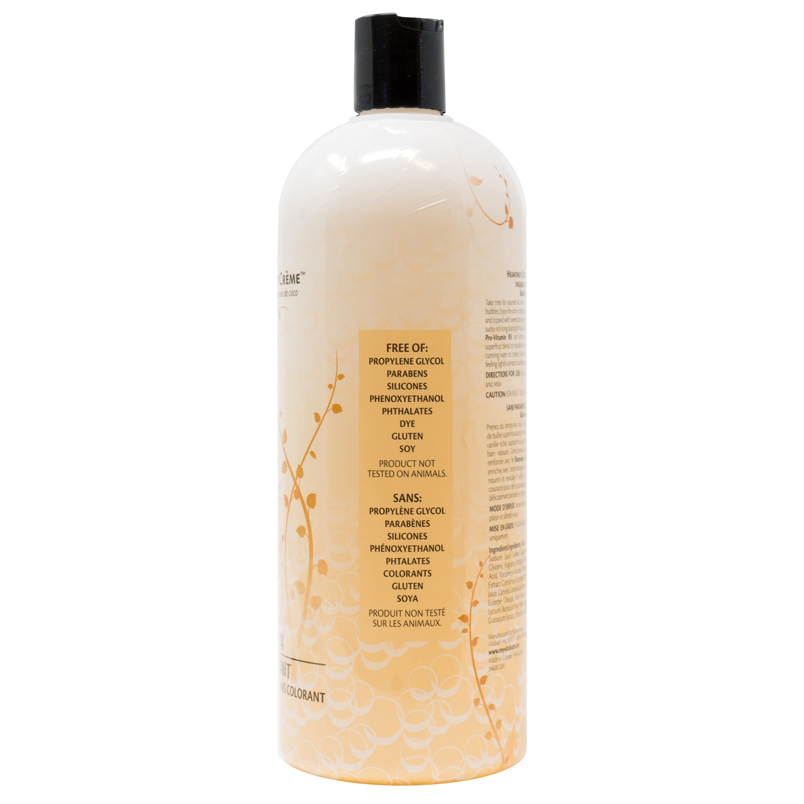 Suds on marble showcase rich, lingering bubbles from Vitabath Heavenly Coconut Creme Bubble Bath.