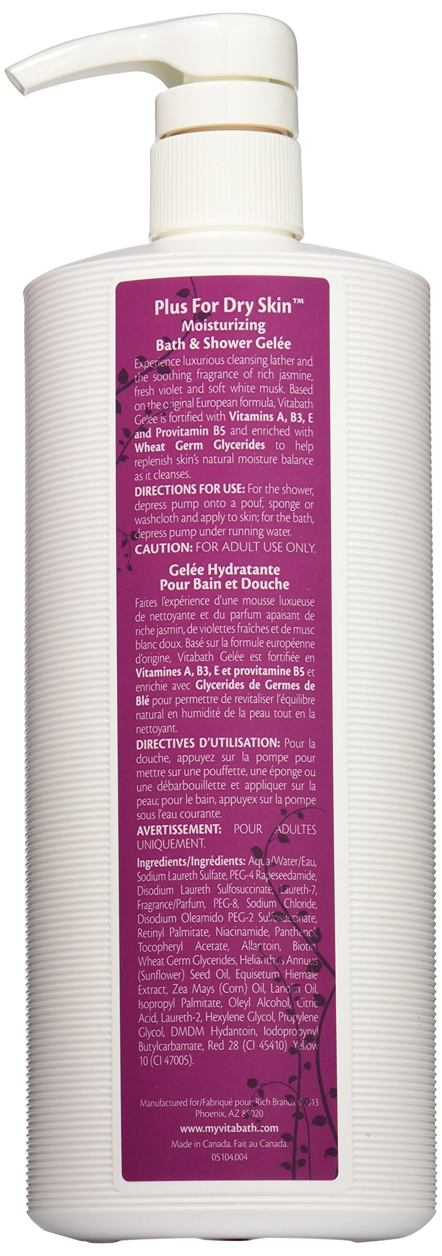 Vitabath Moisturizing Bath Gelee packaging showing paraben-free formula suitable for sensitive skin.