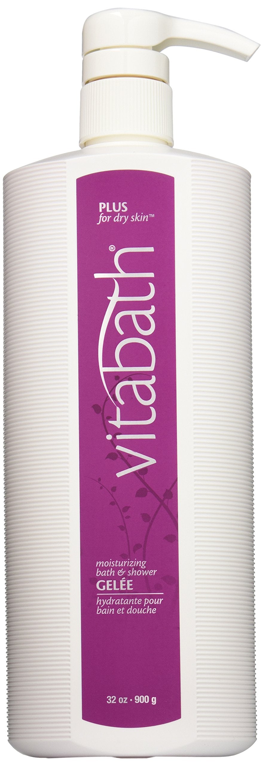 Vitabath Moisturizing Bath Gelee bottle front highlighting a hydrating formula for dry skin.