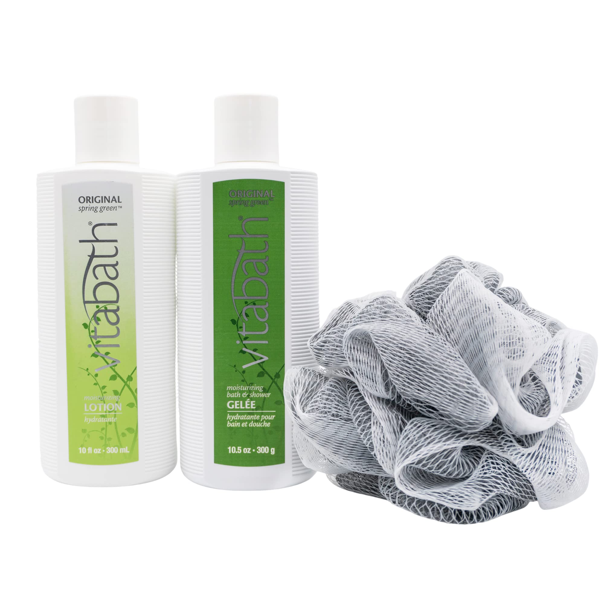 Vitabath Original Spring Green lotion dispensing close-up showcases non-greasy hydration