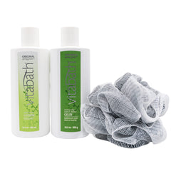 Vitabath Original Spring Green lotion dispensing close-up showcases non-greasy hydration