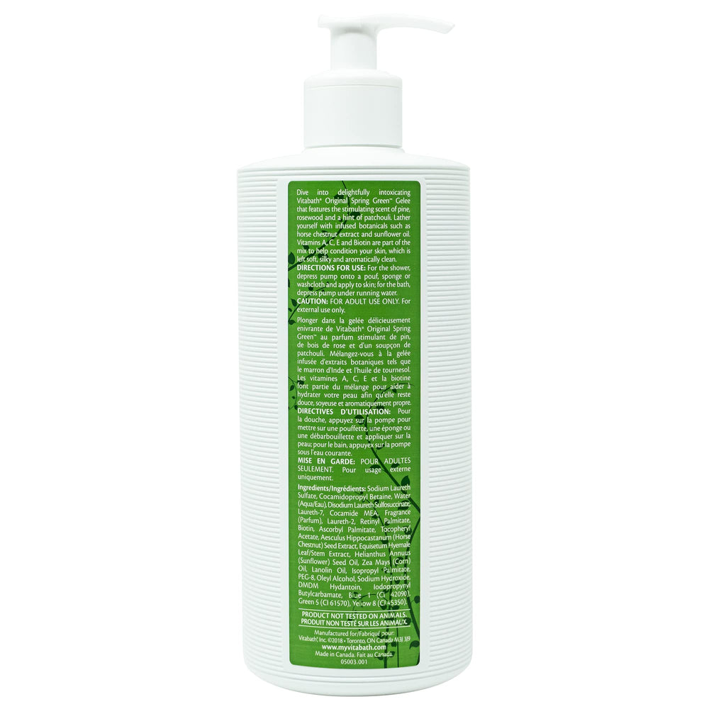 Vitabath Original Spring Green packaging-box sits invitingly on a bathroom shelf.