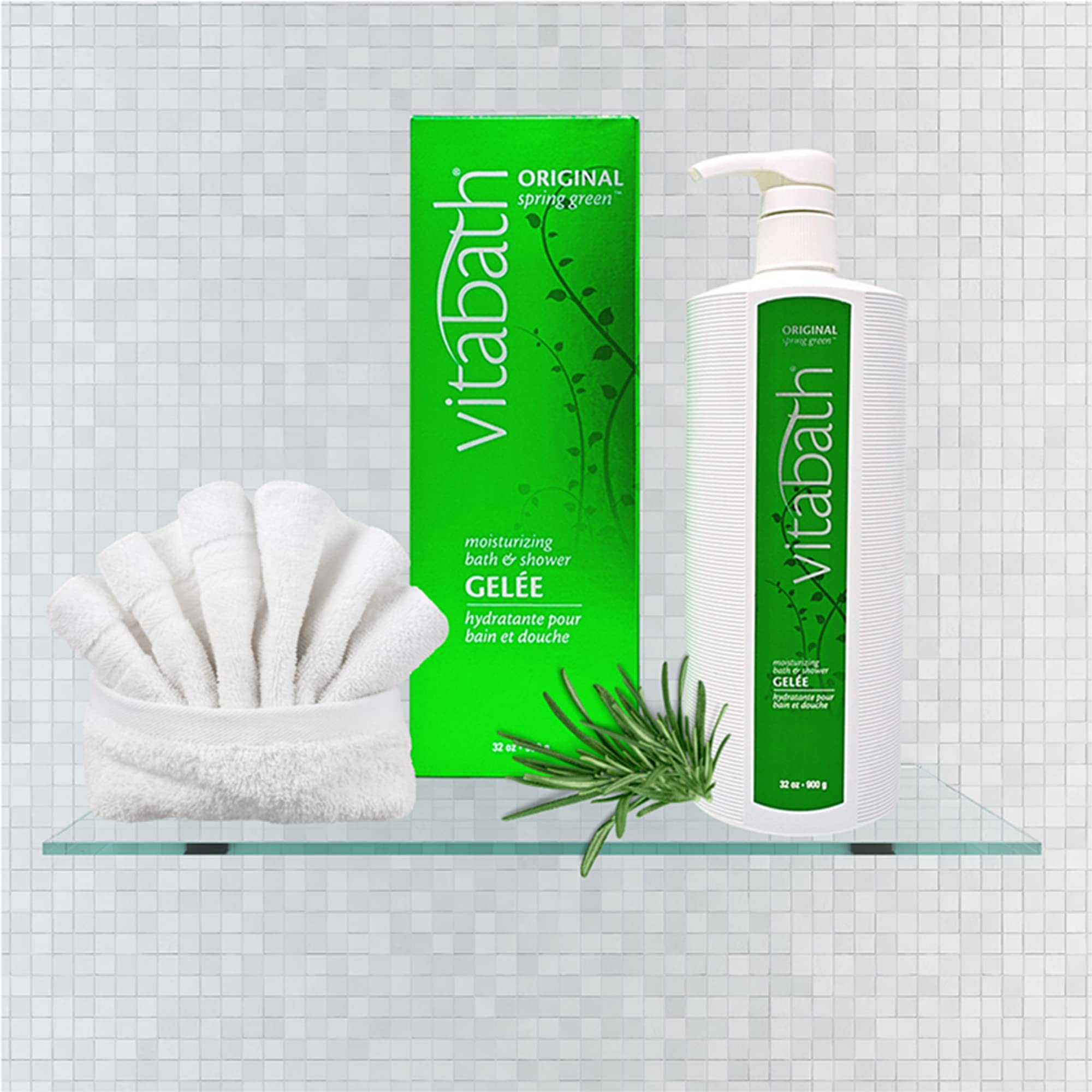 Vitabath Original Spring Green shower routine scene suggests daily pampering