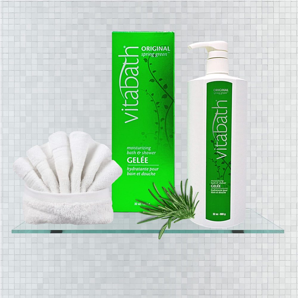 Vitabath Original Spring Green shower routine scene suggests daily pampering