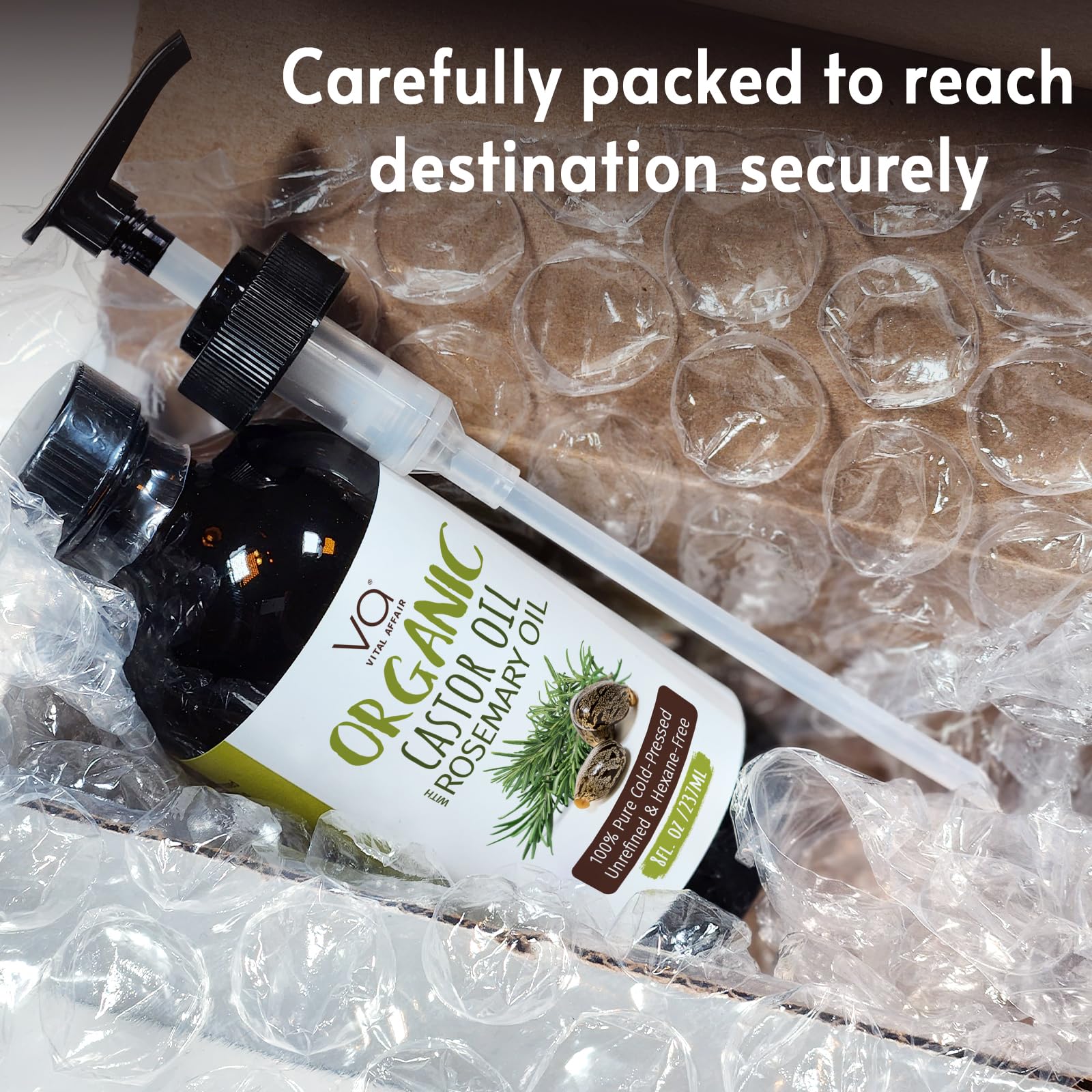 Vital Affair bottle labeling detail communicates glass packaging and product purity.