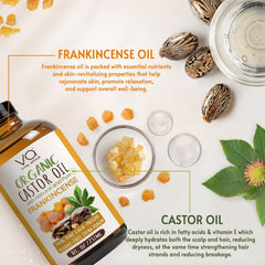 Vital Affair castor-frankincense oil hair-application hydrates and conditions.