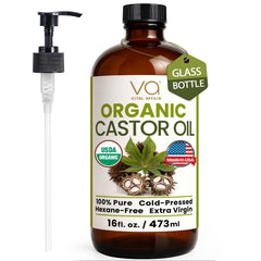 VITAL AFFAIR pure castor oil glass bottle with pump for mess-free daily conditioning