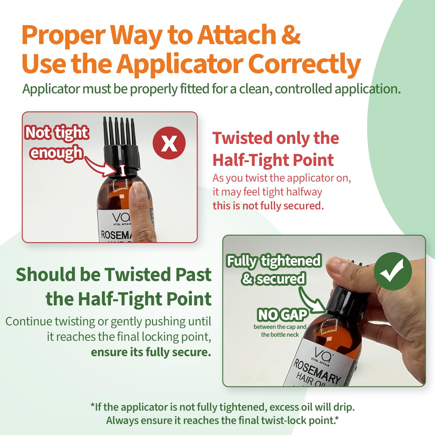 VITAL AFFAIR rosemary oil bottle drops emphasize precise application for scalp