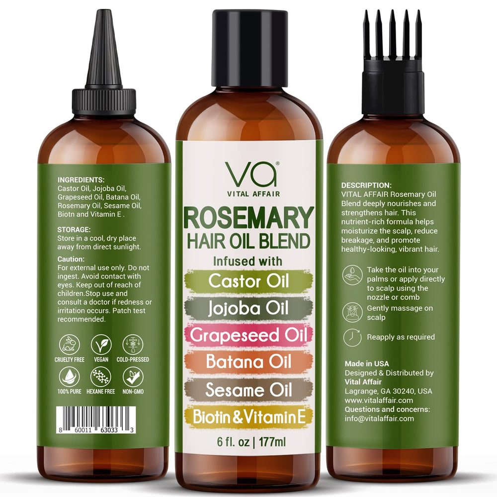 VITAL AFFAIR rosemary oil hair-growth close-up showing potential thickening