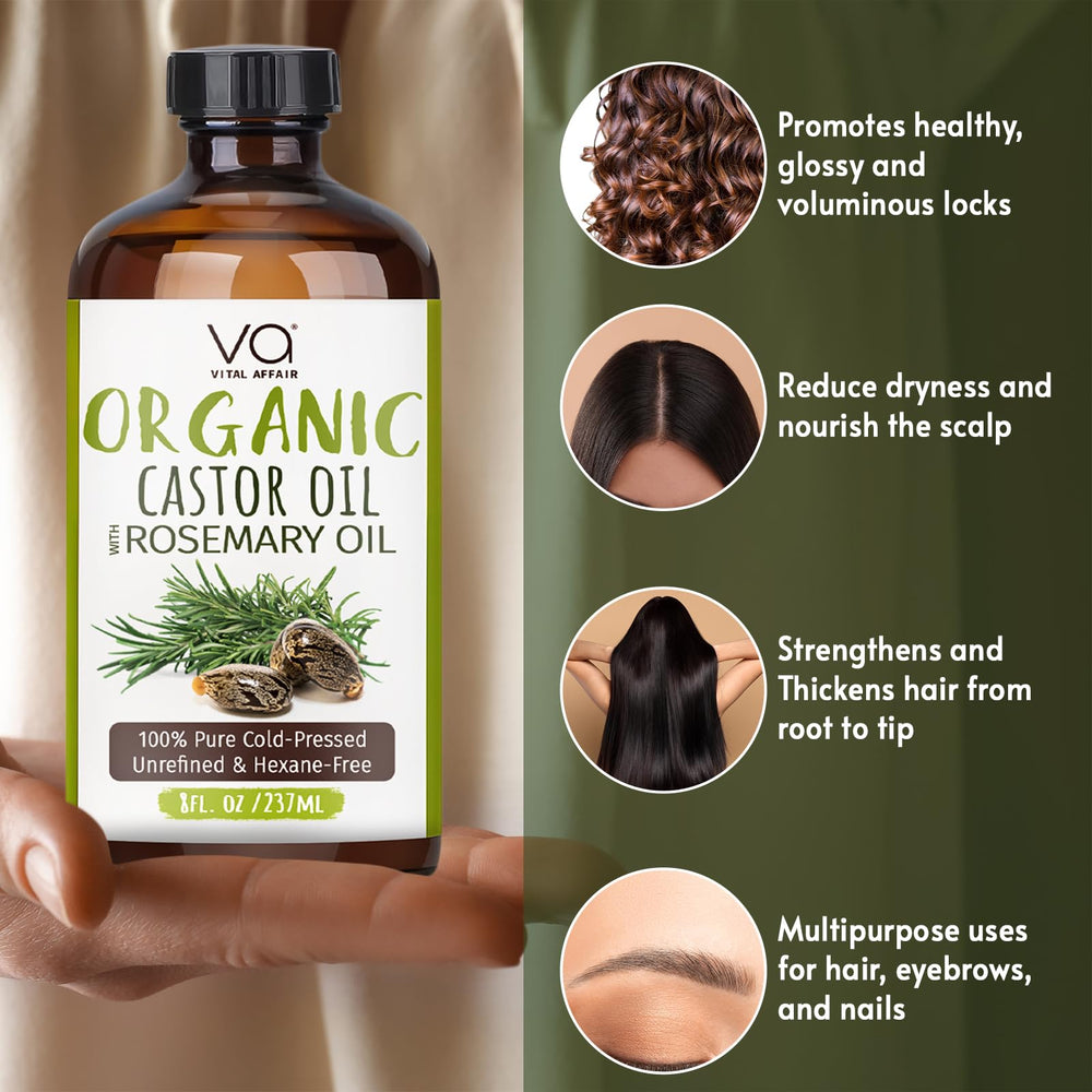 Vital Affair scalp care routine with rosemary oil dropper demonstrates moisture and balance.