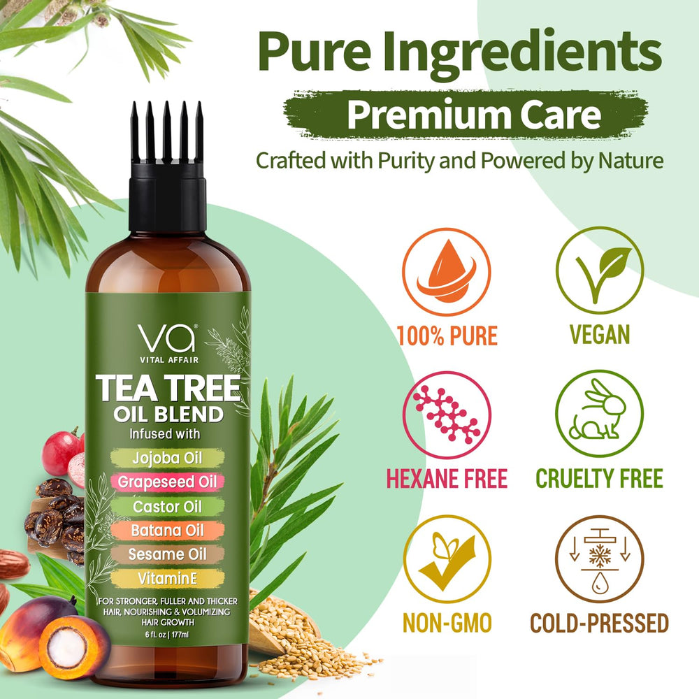 VITAL AFFAIR Tea Tree Hair Oil vitamin-e included for nourishing scalp and hair health.