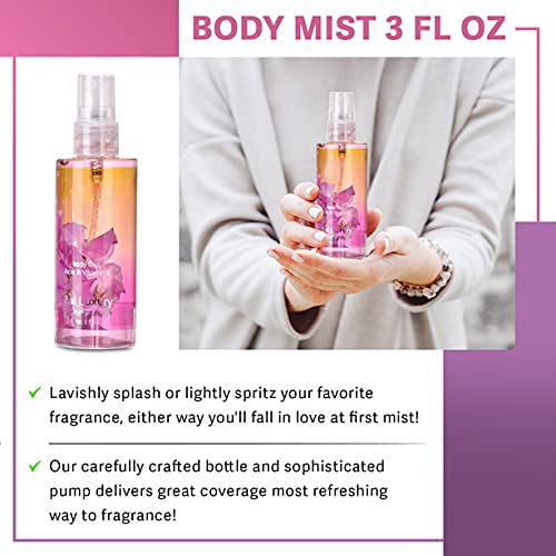 Vital Luxury Body Mist fragrance spray capturing even, refreshing scent coverage.
