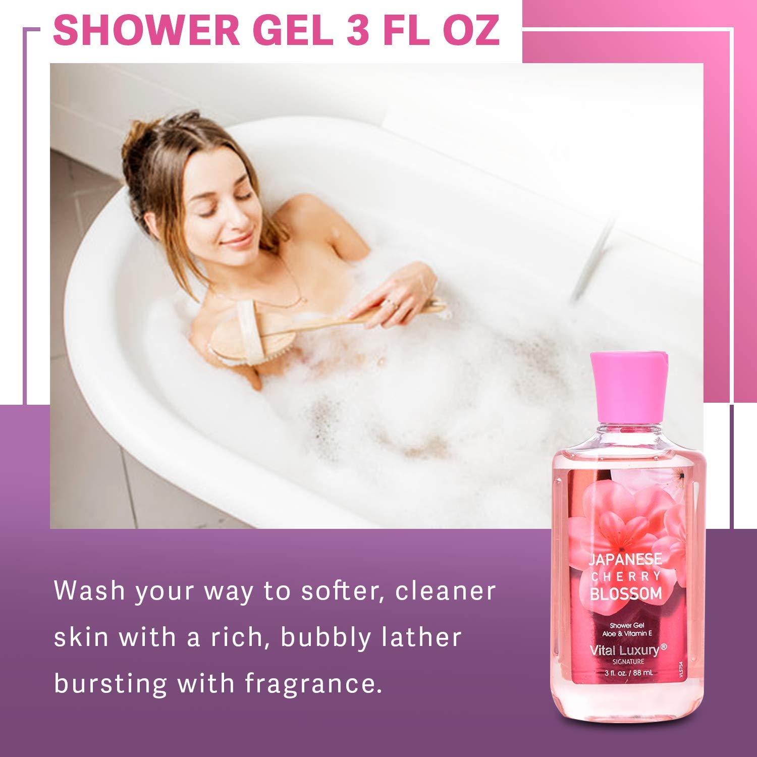 Vital Luxury body mist bottle with mist spritz demonstrates even fragrance coverage