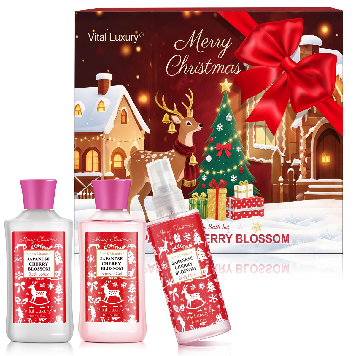 Vital Luxury Christmas bath gift set gel bottle for immersive holiday cleansing ritual
