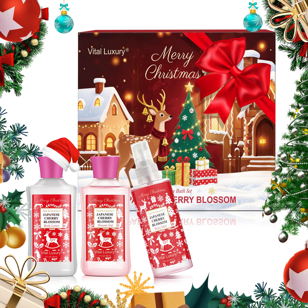 Vital Luxury Christmas bath gift set lotion bottle for lasting skin hydration