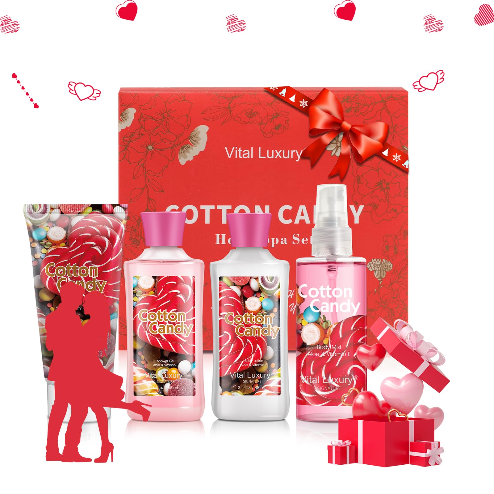 Vital Luxury cotton candy ambiance evokes a sweet spa moment and gifting charm.