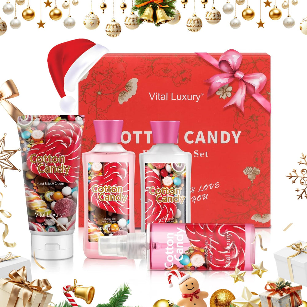 Vital Luxury cotton candy gift-set box wrapped for holiday gifting.