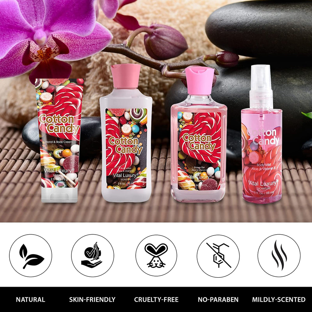 Vital Luxury Cotton Candy Kit body hydration closeup on smooth skin