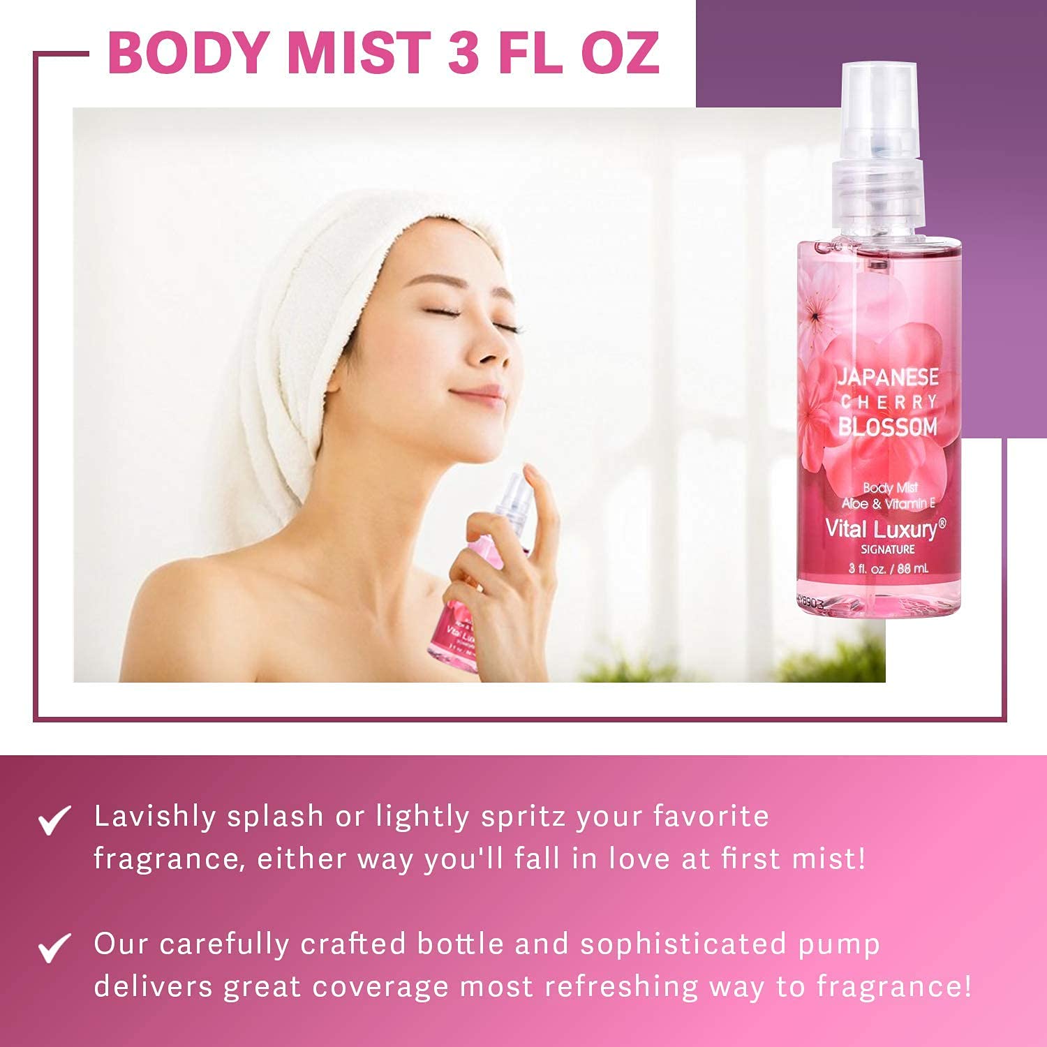 Vital Luxury Japanese Cherry Blossom scent offers delicate floral notes for daily use.