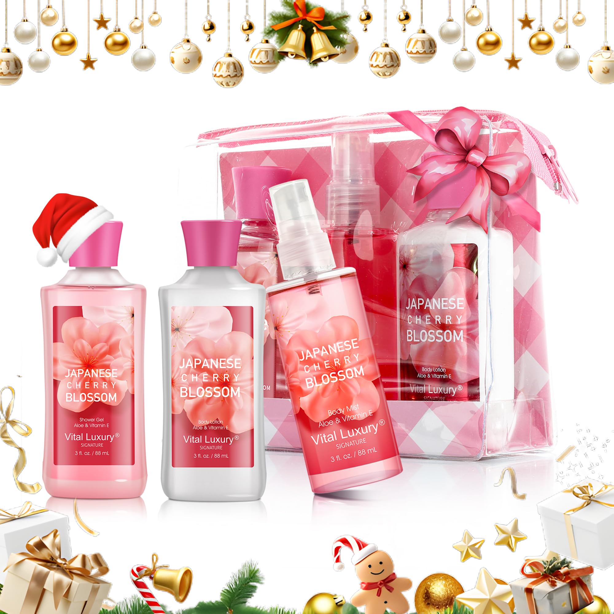 Vital Luxury Japanese Cherry Blossom shower gel bottle for a refreshing cleansing ritual.