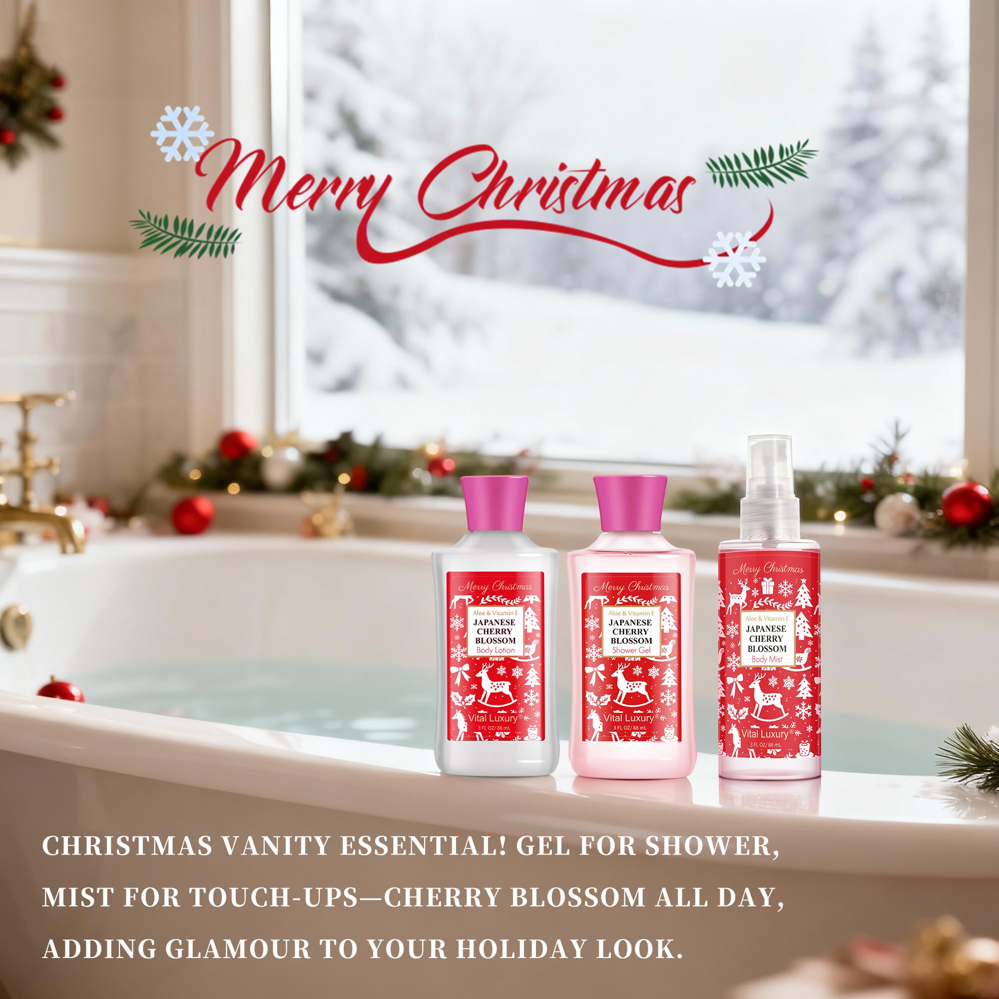 Vital Luxury empaque regalo navidad con cerezo japonés y diseño elegante
