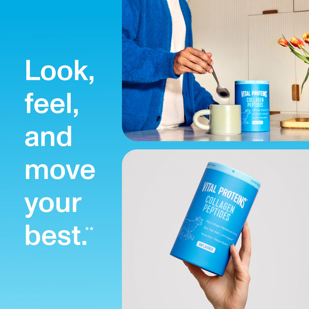 Vital Proteins in kitchen lifestyle scene for convenient daily routine