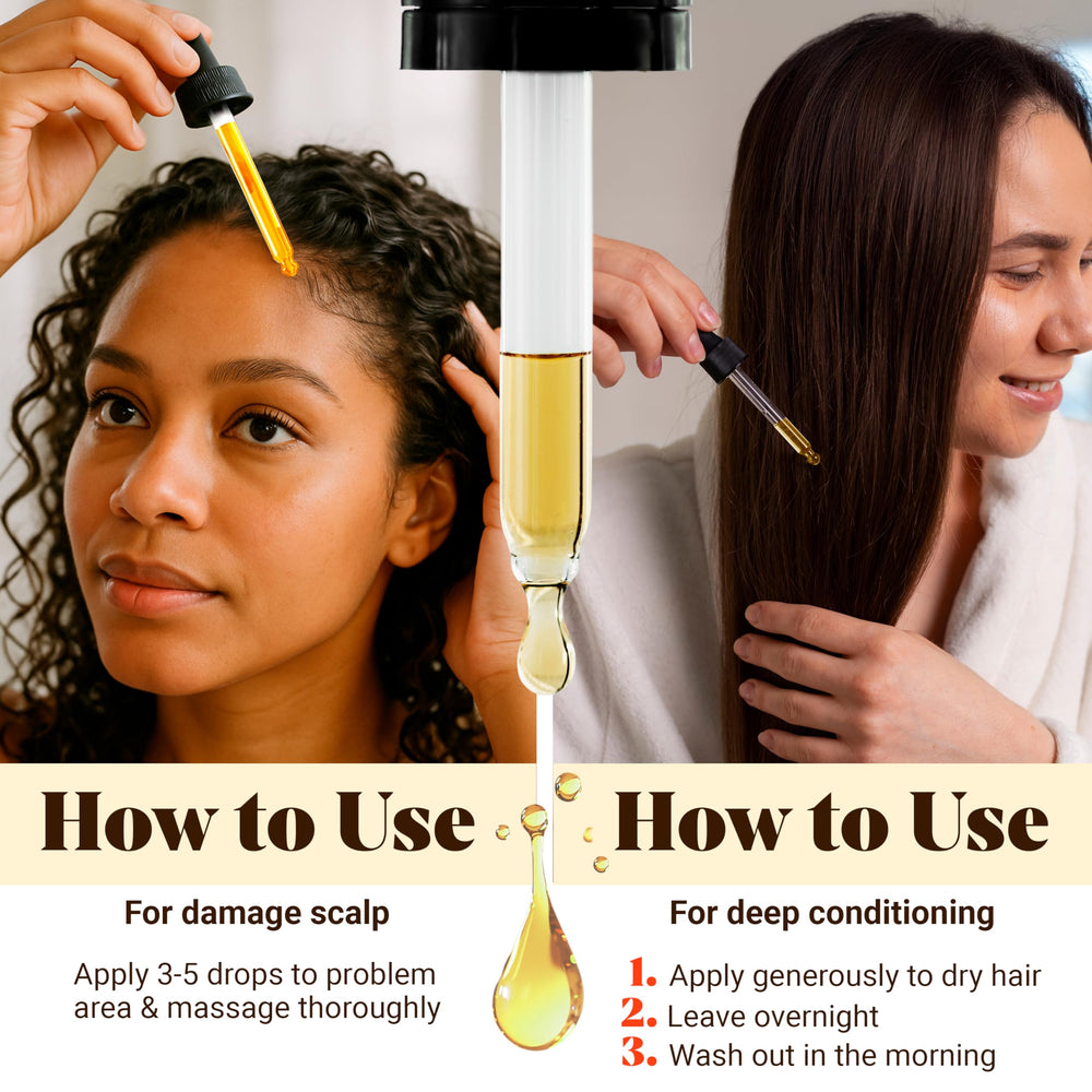 Vital Strands Batana Oil applied to scalp supports edge repair and thinning hair care.
