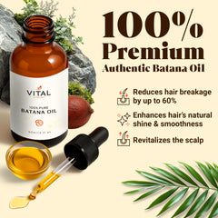 Vital Strands Batana Oil pre-wash application for nourishing dry, damaged hair.