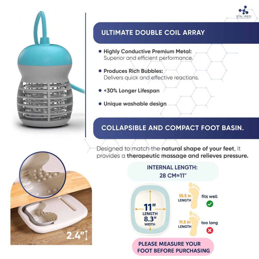 Vital Vibes Epsom salts bag supports soothing foot spa experiences.