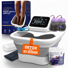 Vital Vibes Ultimate Ionic Foot Bath display shows customizable modes for personalized foot spa.