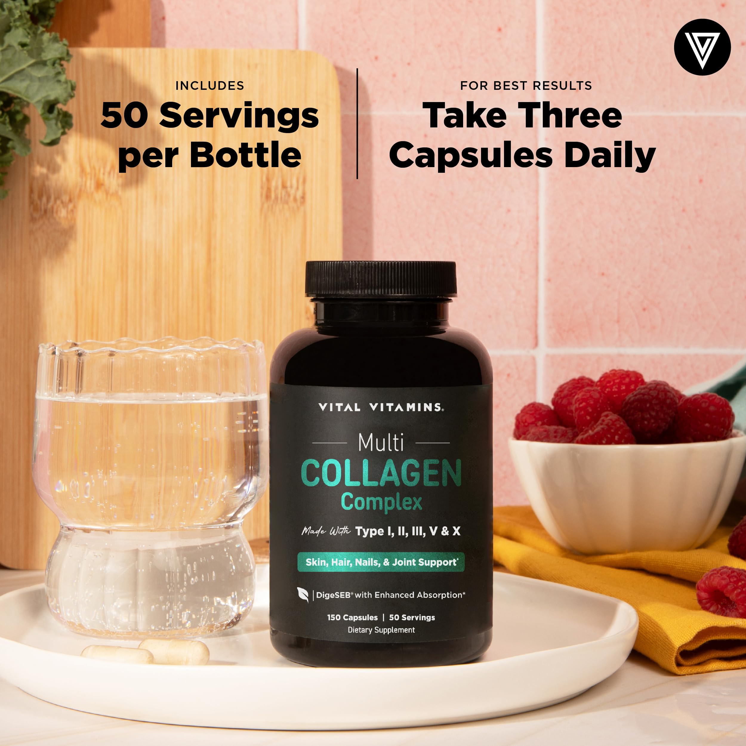 Vital Vitamins hydrolyzed peptide texture concept, conveying advanced absorption