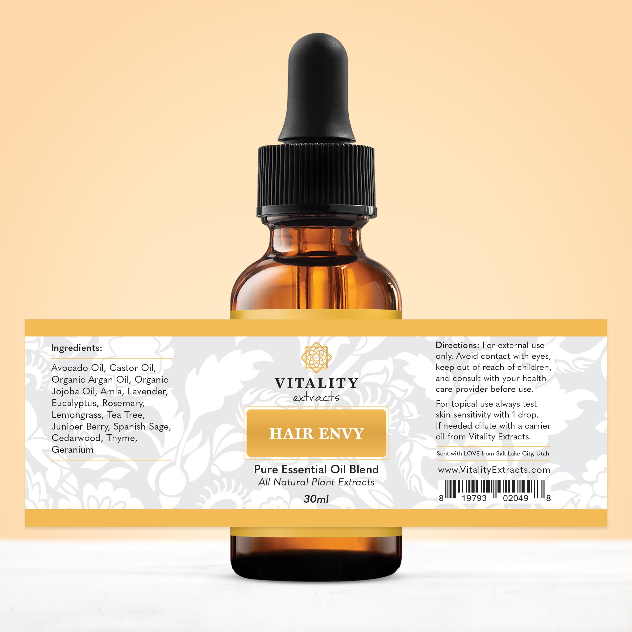 Vitality Extracts Hair Envy GCMS tested seal indicating purity and toxin-free formulation