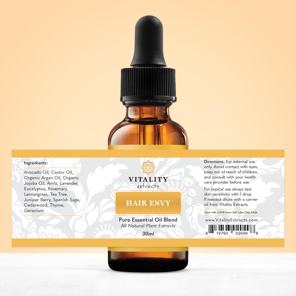Vitality Extracts Hair Envy GCMS tested seal indicating purity and toxin-free formulation