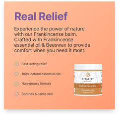 Vitality Frankincense Balm applied on hand for immediate hydration