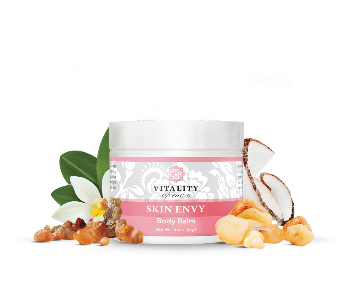 Vitality Skin Envy Balm hero shot in jar showing creamy texture for nourished skin