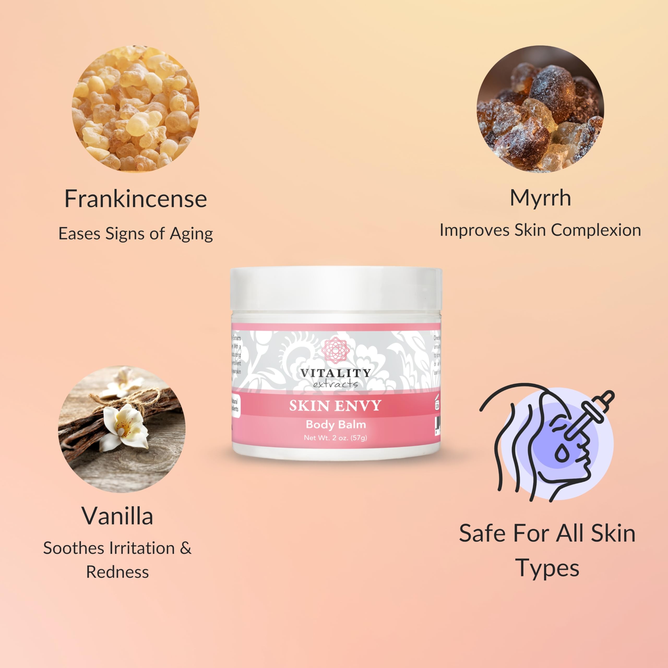 Vitality Skin Envy Balm jar closeup showing smooth application for dry, parched skin