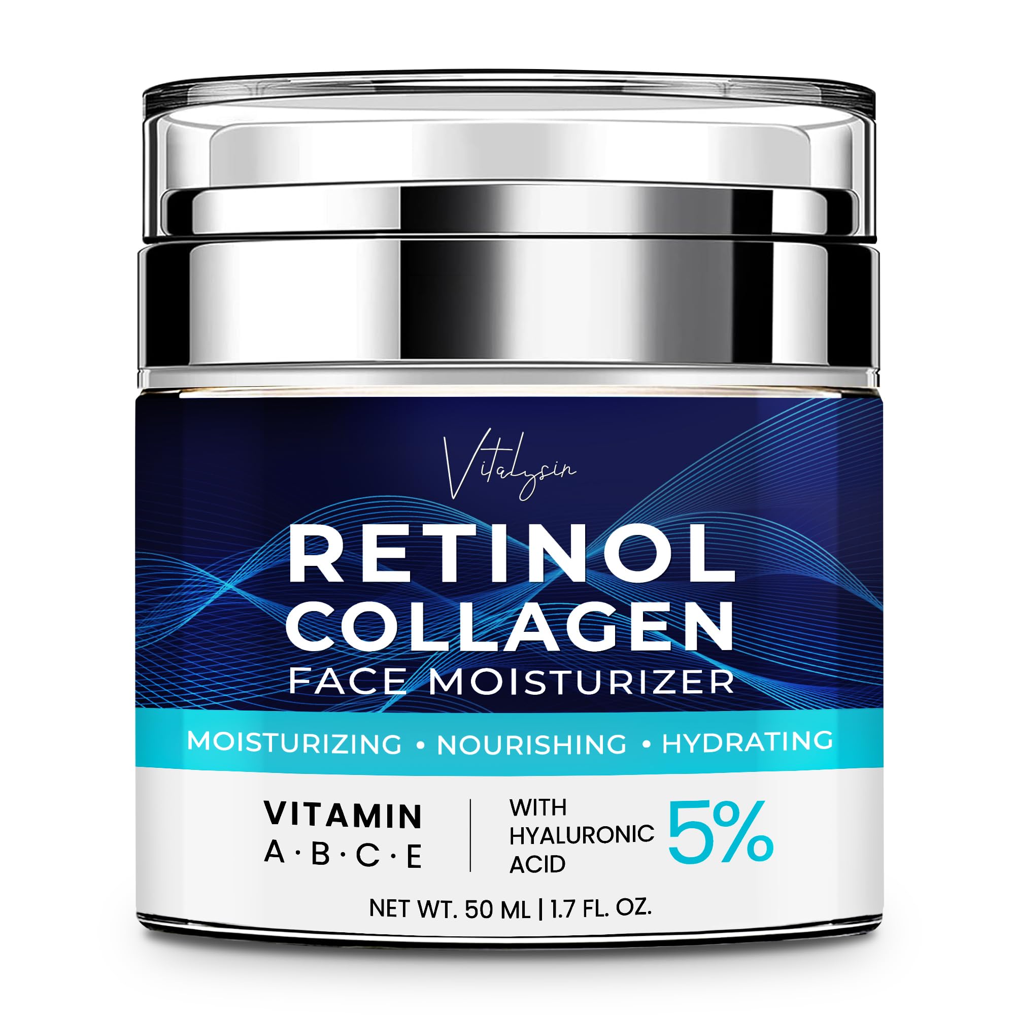 Vitalysin face moisturizer retinol jar showing anti-aging formula for mature skin