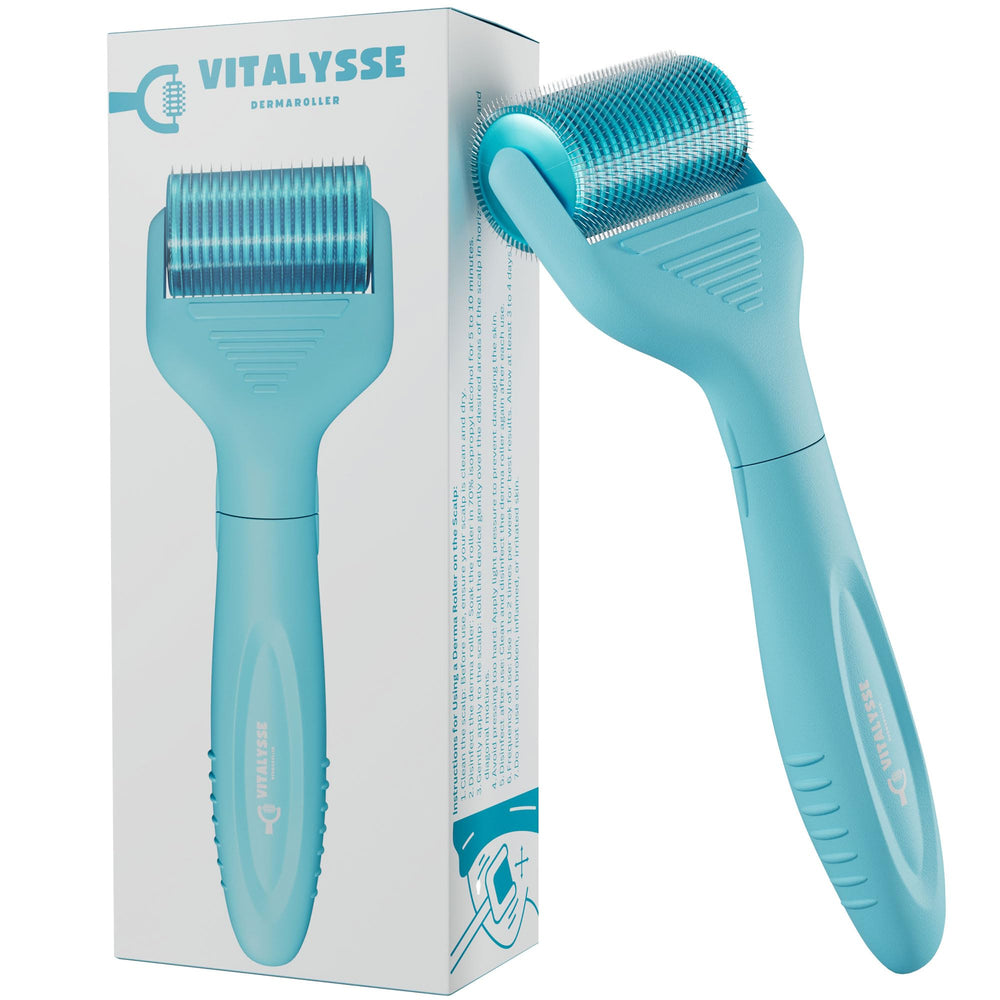 Vitalysse Scalp Derma Roller handle shows ergonomic grip for comfortable at-home sessions.