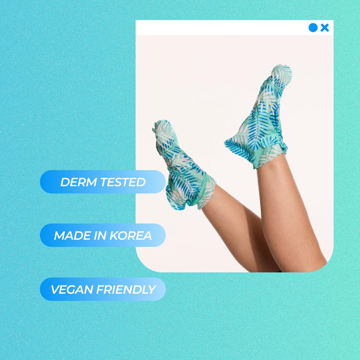 Vitamasques application scene showing easy wear for at home foot care.