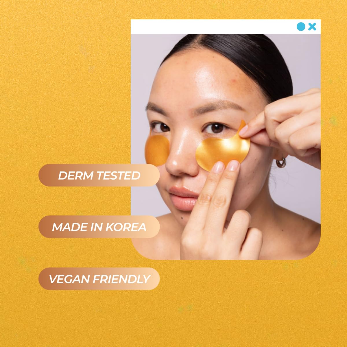 Vitamasques Golden Hydrogel Eye Pads aurora shine on skin after use.