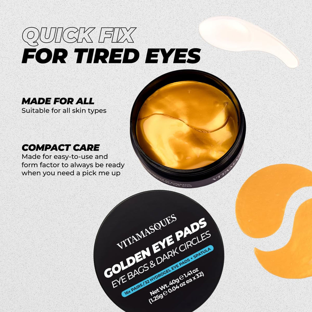 Vitamasques Golden Hydrogel Eye Pads hyaluronic acid blend boosts moisture retention.